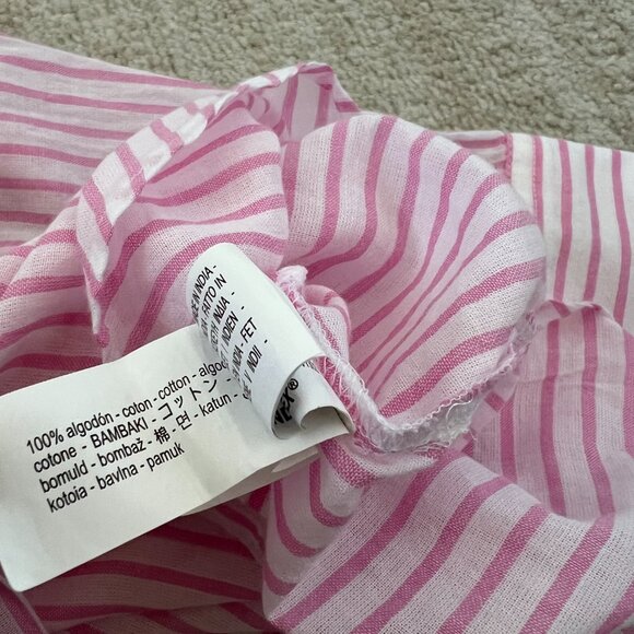 Zara White Pink Cotton Stripe Long Sleeve Button Up Sheer Oversize Blouse Top S - Picture 10 of 11